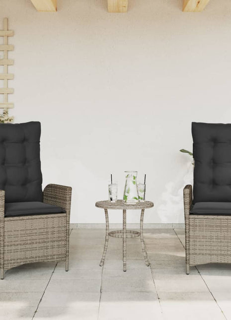 Tuinstoelen 2 st verstelbaar met kussens poly rattan grijs