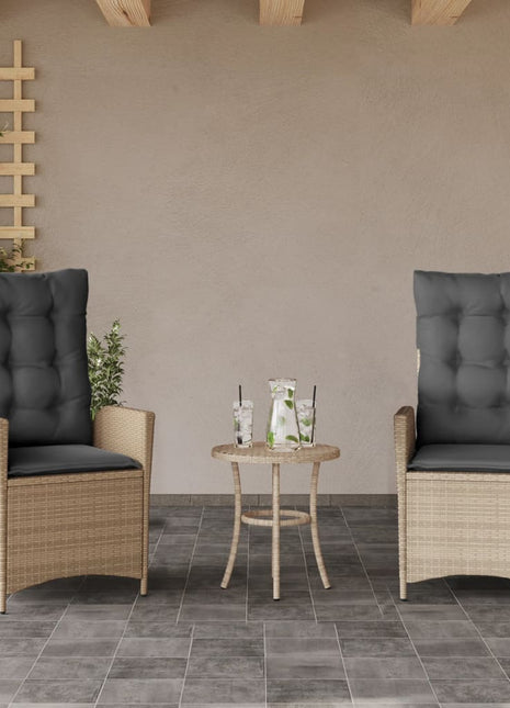 Tuinstoelen 2 st verstelbaar kussens poly rattan gemengd beige