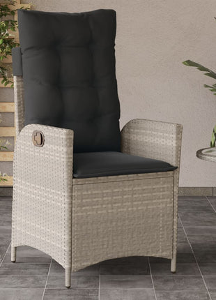 Tuinstoelen 2 st verstelbaar met kussens poly rattan lichtgrijs
