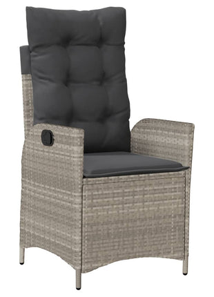 Tuinstoelen 2 st verstelbaar met kussens poly rattan lichtgrijs