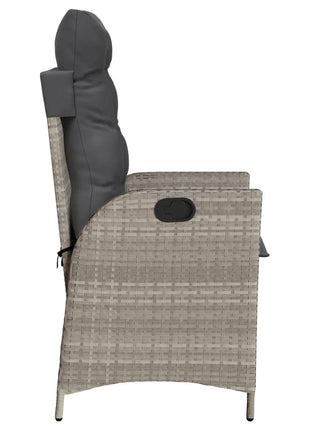 Tuinstoelen 2 st verstelbaar met kussens poly rattan lichtgrijs