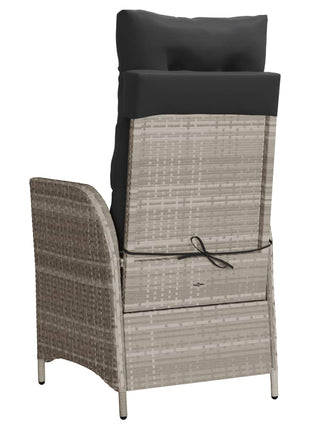 Tuinstoelen 2 st verstelbaar met kussens poly rattan lichtgrijs