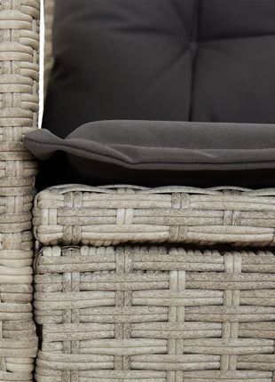 Tuinstoelen 2 st verstelbaar met kussens poly rattan lichtgrijs