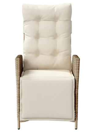 Tuinstoel verstelbaar met voetensteun poly rattan beige