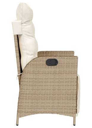 Tuinstoel verstelbaar met voetensteun poly rattan beige