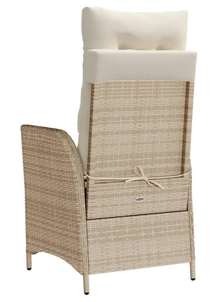 Tuinstoel verstelbaar met voetensteun poly rattan beige
