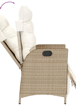 Tuinstoel verstelbaar met voetensteun poly rattan beige