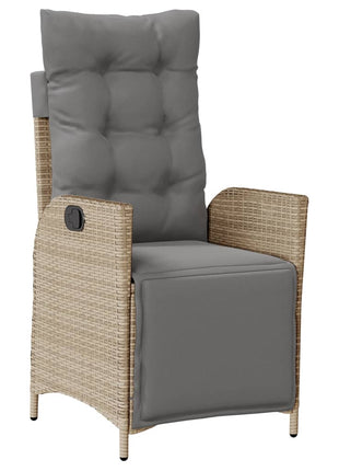 Tuinstoel verstelbaar met voetensteun poly rattan gemengd beige