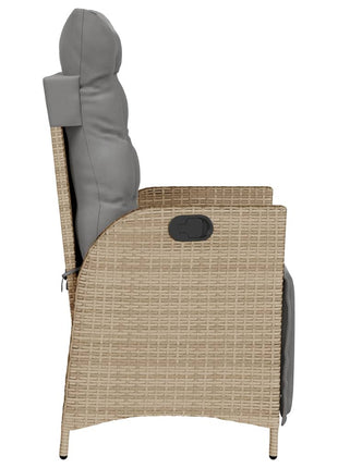 Tuinstoel verstelbaar met voetensteun poly rattan gemengd beige