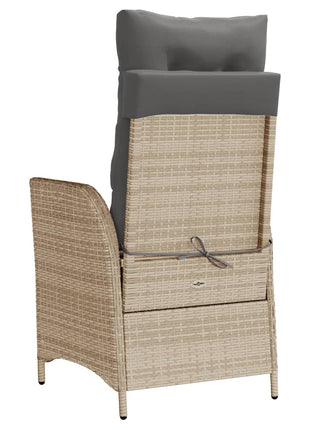 Tuinstoel verstelbaar met voetensteun poly rattan gemengd beige