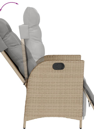 Tuinstoel verstelbaar met voetensteun poly rattan gemengd beige