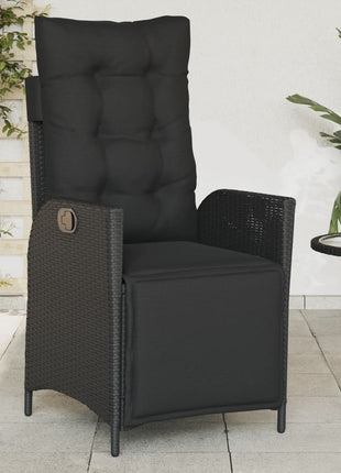 Tuinstoelen 2 st verstelbaar met voetensteun poly rattan zwart