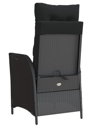 Tuinstoelen 2 st verstelbaar met voetensteun poly rattan zwart
