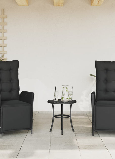 Tuinstoelen 2 st verstelbaar met voetensteun poly rattan zwart