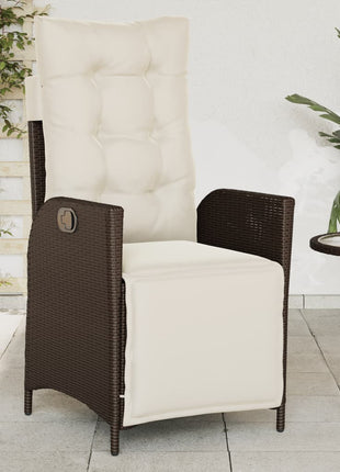 Tuinstoelen 2 st verstelbaar met voetensteun poly rattan bruin