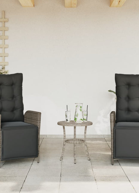 Tuinstoelen 2 st verstelbaar met voetensteun poly rattan grijs