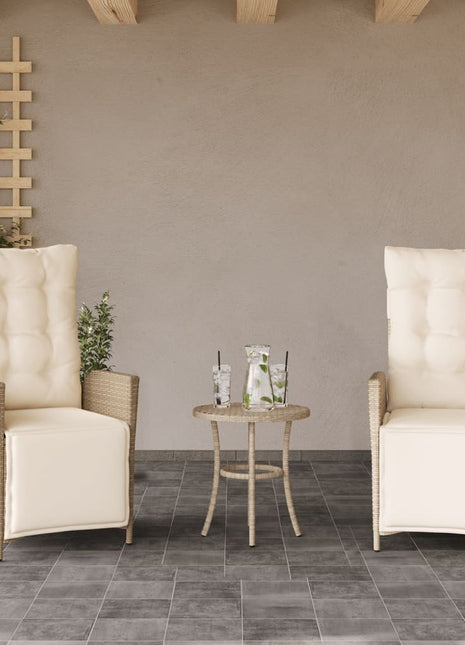 Tuinstoelen 2 st verstelbaar met voetensteun poly rattan beige