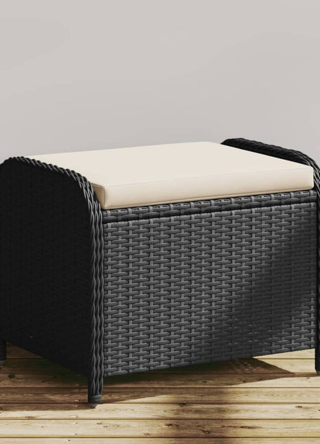 Tuinkruk met kussen 58x46x46 cm poly rattan zwart