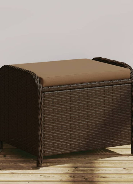 Tuinkruk met kussen 58x46x46 cm poly rattan bruin