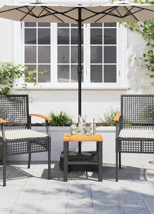 Tuinstoelen 2 st met kussens poly rattan en acaciahout zwart