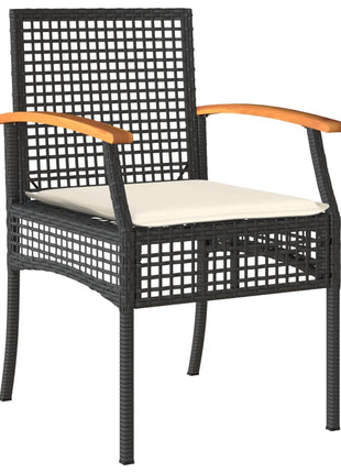 Tuinstoelen 2 st met kussens poly rattan en acaciahout zwart