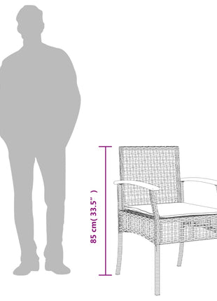 Tuinstoelen 2 st met kussens poly rattan en acaciahout zwart