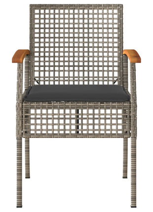 Tuinstoelen 2 st met kussens poly rattan en acaciahout grijs