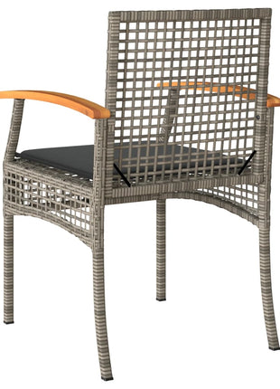 Tuinstoelen 2 st met kussens poly rattan en acaciahout grijs