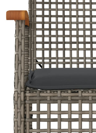 Tuinstoelen 2 st met kussens poly rattan en acaciahout grijs