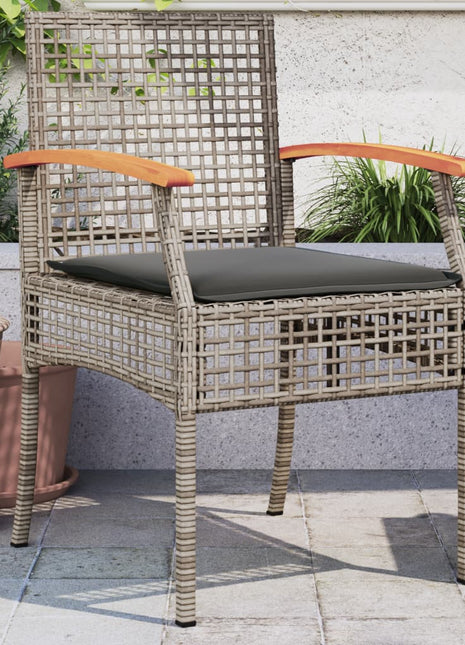 Tuinstoelen 2 st met kussens poly rattan en acaciahout grijs