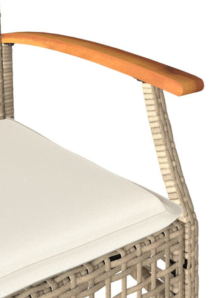 Tuinstoelen 2 st met kussens poly rattan en acaciahout beige