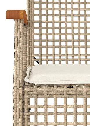 Tuinstoelen 2 st met kussens poly rattan en acaciahout beige