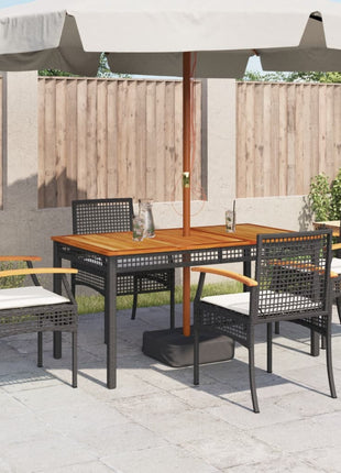 Tuinstoelen 4 st met kussens poly rattan en acaciahout zwart