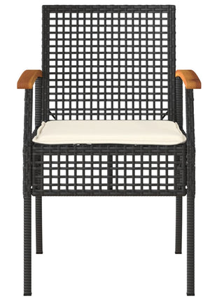 Tuinstoelen 4 st met kussens poly rattan en acaciahout zwart