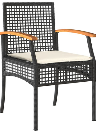 Tuinstoelen 4 st met kussens poly rattan en acaciahout zwart