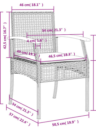 Tuinstoelen 4 st met kussens poly rattan en acaciahout zwart