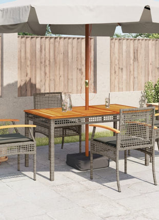 Tuinstoelen 4 st met kussens poly rattan en acaciahout grijs