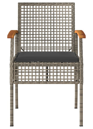 Tuinstoelen 4 st met kussens poly rattan en acaciahout grijs