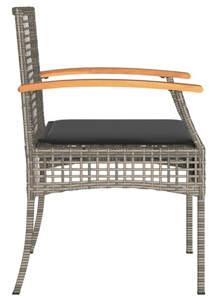 Tuinstoelen 4 st met kussens poly rattan en acaciahout grijs