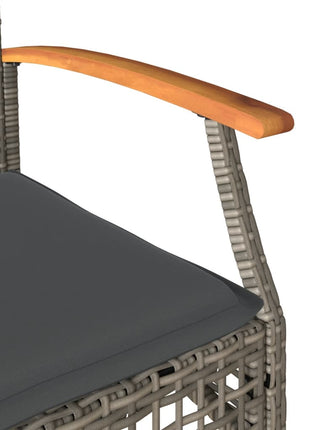 Tuinstoelen 4 st met kussens poly rattan en acaciahout grijs