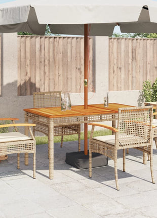 Tuinstoelen 4 st met kussens poly rattan en acaciahout beige