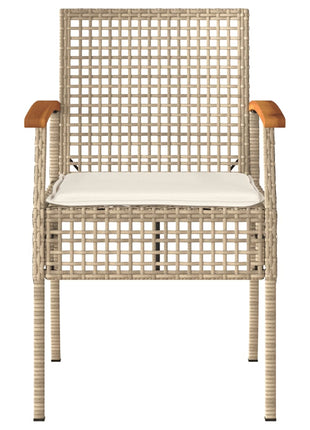 Tuinstoelen 4 st met kussens poly rattan en acaciahout beige