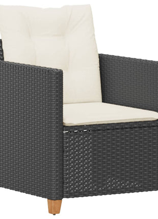 Tuinstoel met kussens poly rattan zwart
