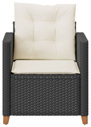 Tuinstoel met kussens poly rattan zwart