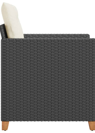 Tuinstoel met kussens poly rattan zwart