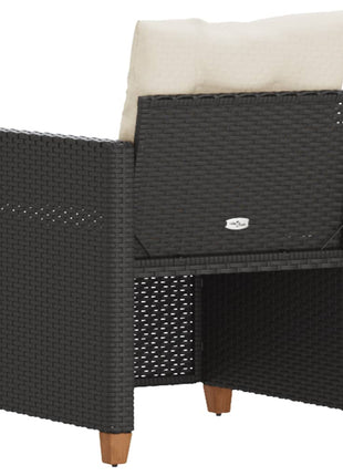Tuinstoel met kussens poly rattan zwart