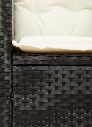 Tuinstoel met kussens poly rattan zwart