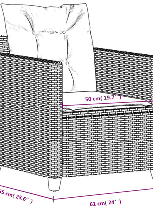 Tuinstoel met kussens poly rattan zwart
