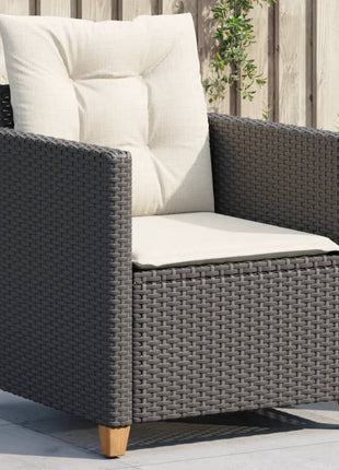 Tuinstoel met kussens poly rattan zwart