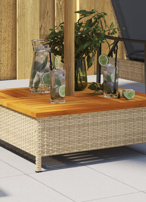 Parasolvoetbedekking 70x70x25 cm poly rattan acaciahout beige